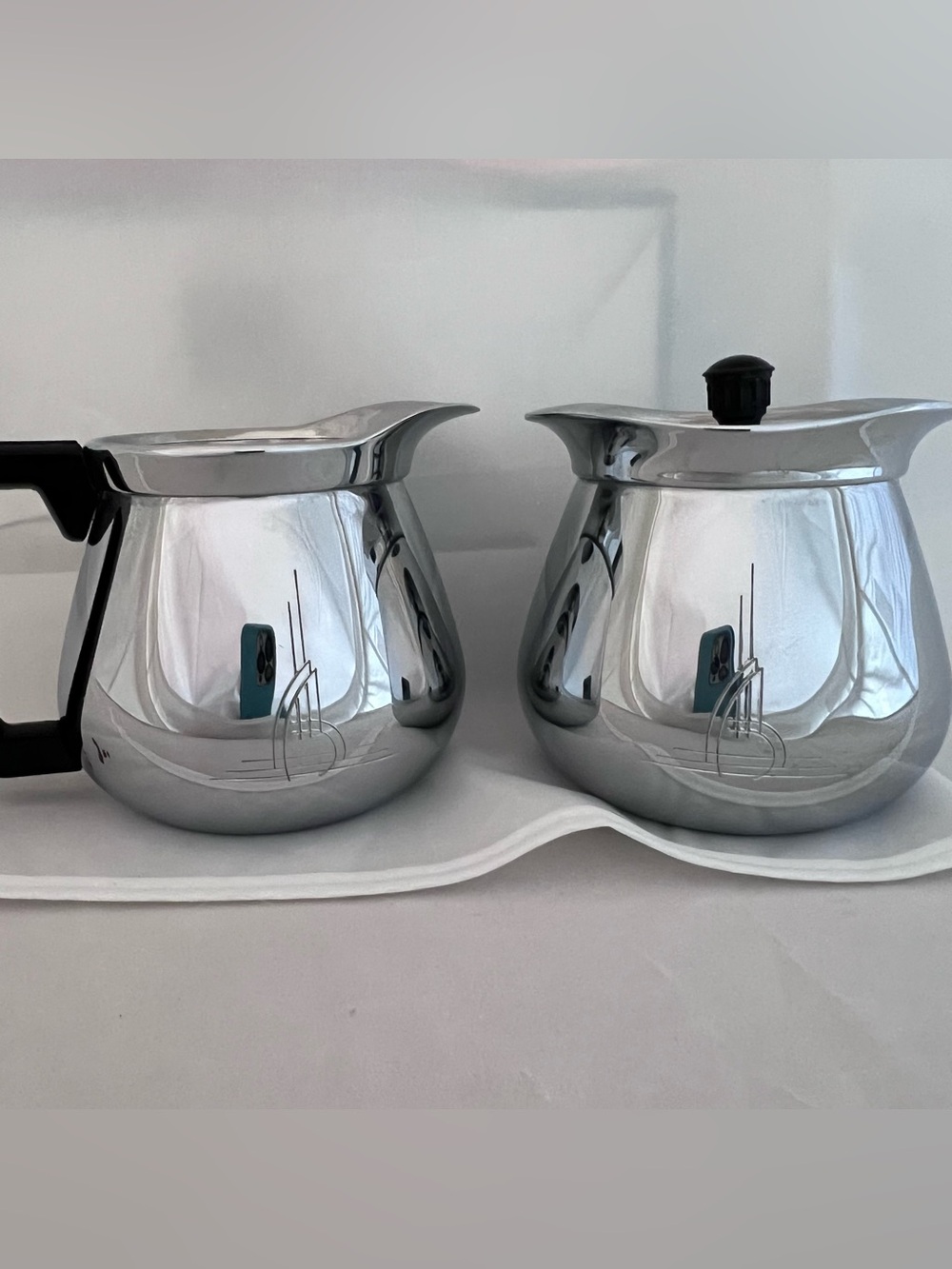 Mid-Century Modern Chrome Creamer and Sugar